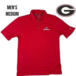 Georgia Bulldogs Champion‎ Polo Shirt Men's Medium Red NCAA Collared Golf